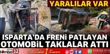 Freni patlayan otomobil taklalar attı 