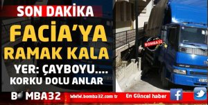 FRENİ TUTMAYAN KAMYON BAHÇEYE DALDI