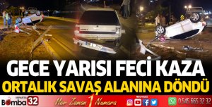 Gece yarısı feci kaza