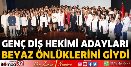 Genç diş hekimi adayları  beyaz önlüklerini giydi