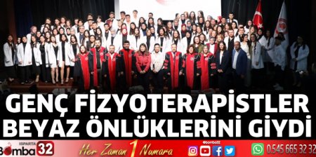 Genç fizyoterapistler beyaz önlüklerini giydi