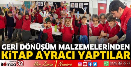 Geri dönüşüm malzemelerinden kitap ayracı yaptılar 