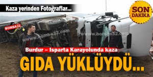 GIDA YÜKLÜYDÜ DEVRİLDİ 1 YARALI 