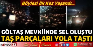 Göltaş mevkiinde sel oluştu