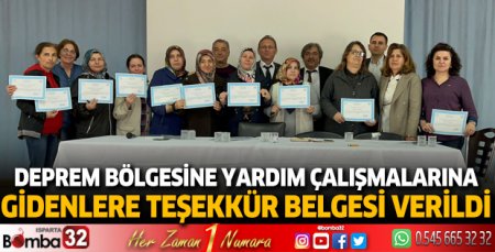 Gönüllülere teşekkür belgesi verildi