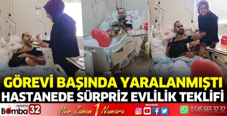 Görevde yaralanan polisten, hastanede kız arkadaşına evlilik teklifi
