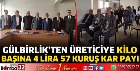 GÜLBİRLİK’ten üreticiye kilo başına 4 lira 57 kuruş kar payı   