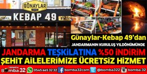 Günaylar-Kebap 49'dan Jandarma Teşkilatına yüzde 50 indirim