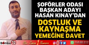 HASAN KINAY’DAN DOSTLUK VE KAYNAŞMA YEMEĞİNE DAVET