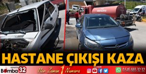 Hastane çıkışı kaza