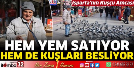 Hem yem satıyor hem de kuşları besliyor