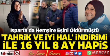 Hemşire eşini öldüren sanığa 16 yıl 8 ay hapis