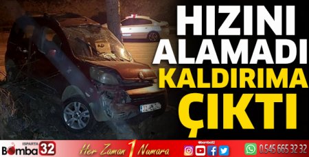 Hızını alamadı kaldırıma çıktı