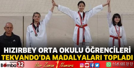 Hızırbey Orta Okulu öğrencileri, Tekvando’da madalyaları topladı