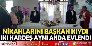 İki kardeş aynı anda evlendi