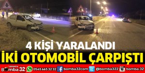 İKİ OTOMOBİL ÇARPIŞTI 4 YARALI VAR