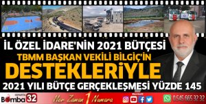 İL ÖZEL İDARESİ 2021 YILI BÜTÇE GERÇEKLEŞMESİ YÜZDE 145 OLARAK AÇIKLANDI