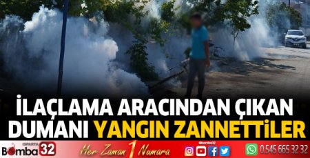 İlaçlama aracından çıkan dumanı yangın zannettiler