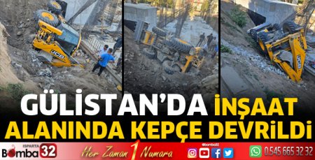 İnşaat alanında kepçe devrildi