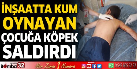 İnşaatta kum oynayan çocuğa köpek saldırdı