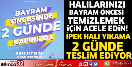İpek halı yıkama 2 günde teslim ediyor
