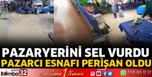 Işıkkent pazarını sel vurdu