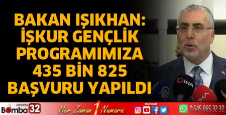 İŞKUR Gençlik Programımıza 435 bin 825 başvuru yapıldı