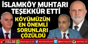 İslamköy Muhtarından teşekkür
