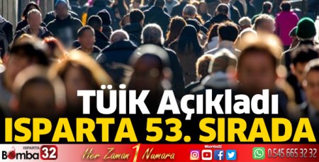 Isparta 53. sırada yer aldı
