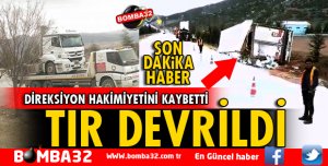 ISPARTA-GÖNEN KARAYOLUNDA TIR DEVRİLDİ