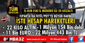 ISPARTA MERKEZLİ 16 İLDE FETÖ/PDY OPERASYONU: 21 GÖZALTI