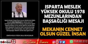 Isparta Meslek Yüksek Okulu 1978 mezunlarından başsağlığı mesajı