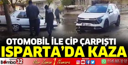 Isparta otomobil ile cip çarpıştı