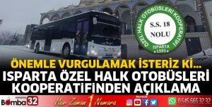 Isparta Özel Halk Otobüsleri Kooperatifinden açıklama