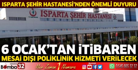 Isparta Şehir Hastanesi’nden önemli duyuru