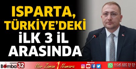 Isparta, Türkiye’deki ilk 3 il arasında
