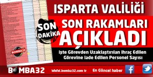 ISPARTA VALİLİĞİ SON RAKAMLARI AÇIKLADI  