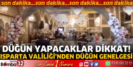 Isparta Valiliği'nden düğün genelgesi
