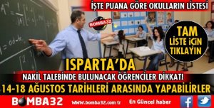 ISPARTA’DA HANGİ OKULDA BOŞ KONTENJAN VAR İŞTE BU HABERDE!