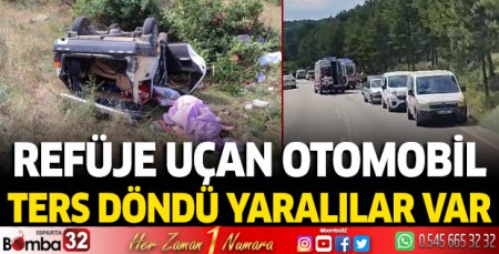 Isparta’da refüje uçan otomobil ters döndü