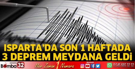 Isparta’da son 1 haftada 3 deprem meydana geldi
