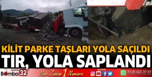 Isparta’da tır yola saplandı