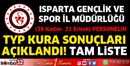 Isparta’da TYP kura sonuçları açıklandı
