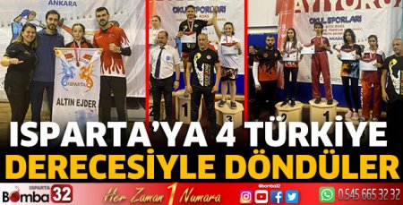 Isparta’ya 4 Türkiye derecesiyle döndüler