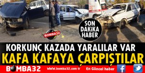 ISPARTA'DA 2 OTOMOBİL KAFA KAFAYA ÇARPIŞTI