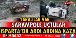 ISPARTA'DA 2 OTOMOBİL UÇURUMA UÇTU