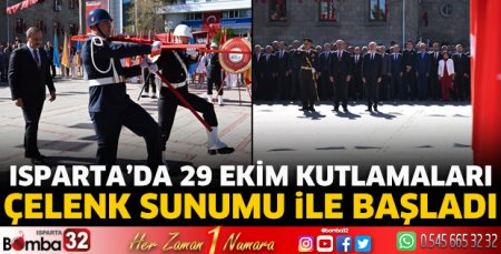 Isparta'da 29 Ekim kutlamaları çelenk sunumu ile başladı