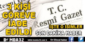 ISPARTA'DA 3 PERSONEL KHK İLE GÖREVİNE İADE EDİLDİ
