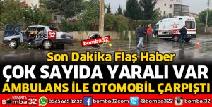 ISPARTA'DA AMBULANS İLE OTOMOBİL ÇARPIŞTI