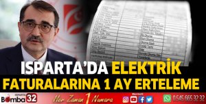 Isparta'da elektrik faturalarına 1 ay erteleme